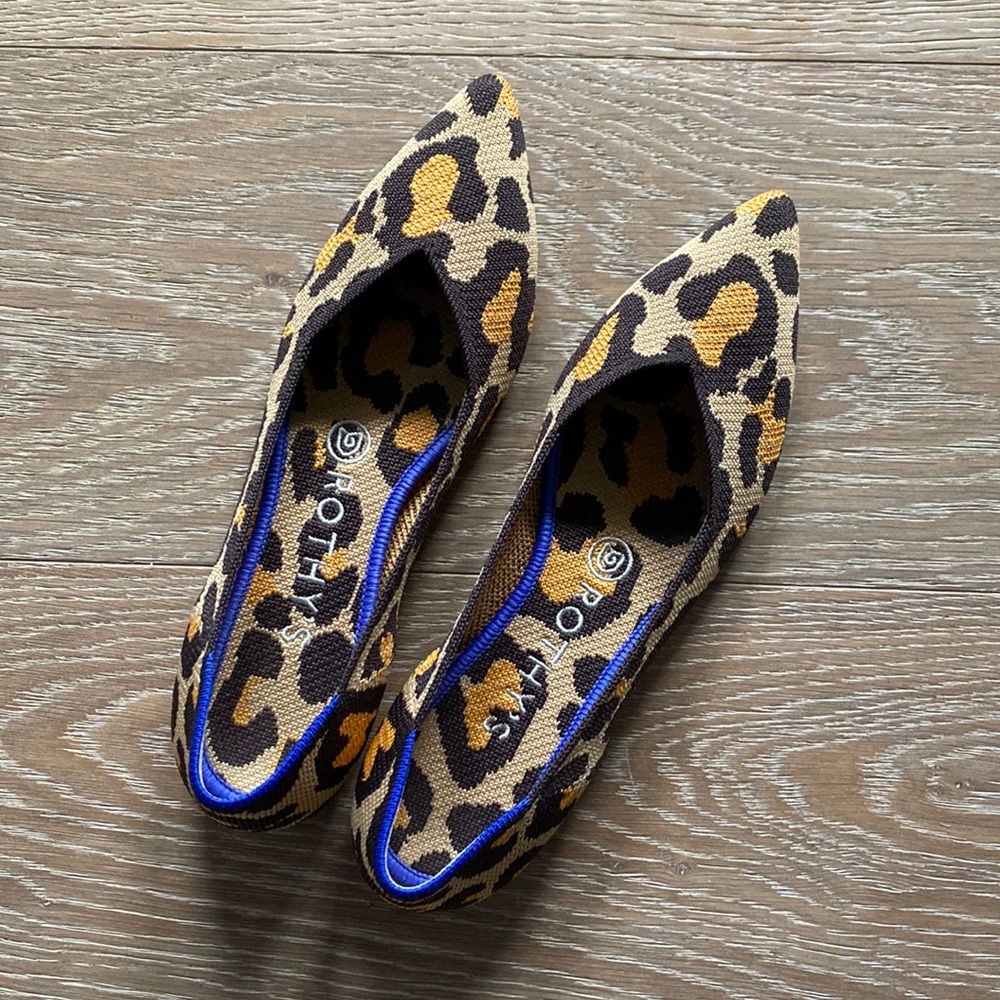 Women’s Rothy’s ‘The Point’ Pointed Toe Leopard Flat Size 7
